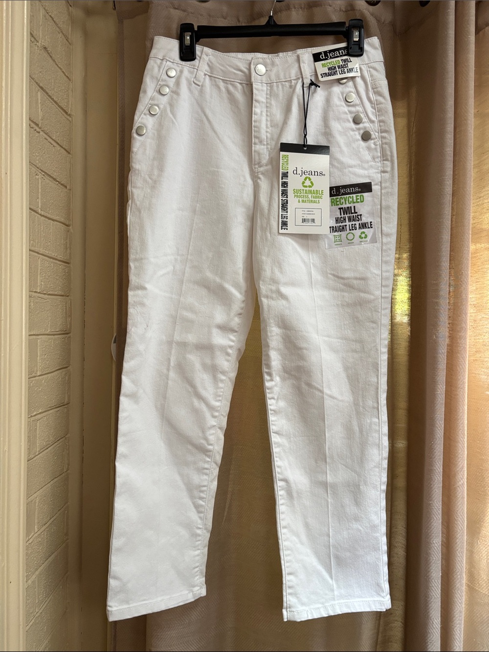 d. jeans White High-Rise Twill Straight Leg Pants NWT Size 6